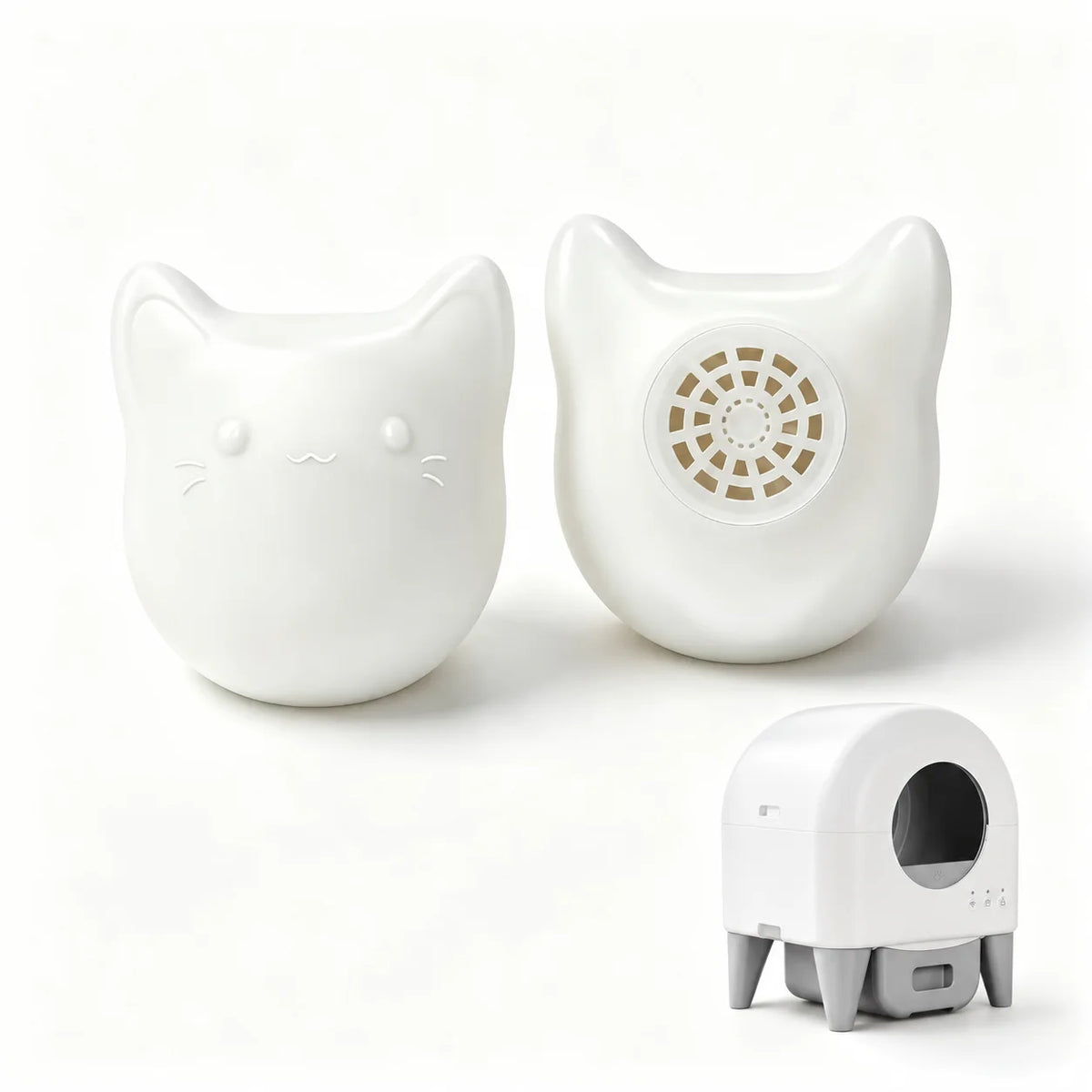 Cumrige Cat Litter Box Deodorizer Pods, 2 Pack Pet Safe Odor Control Fresheners,Cute Cat Shape ,Solid Deodorizing Freshener for Enclosed Automatic Cat Litter Box Cat Toilet