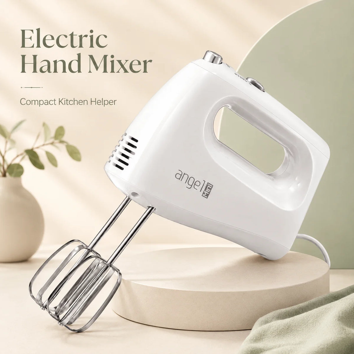 400W Electric Hand Mixer With Dough Hooks Beaters And Whisk