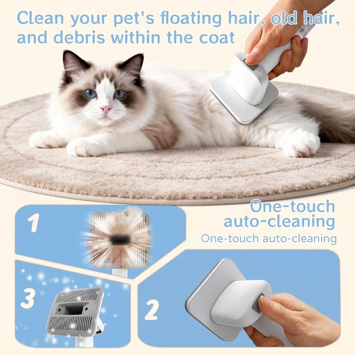 Dog Grooming Vacuum Kit With Shedding Brush And Paw Trimmer