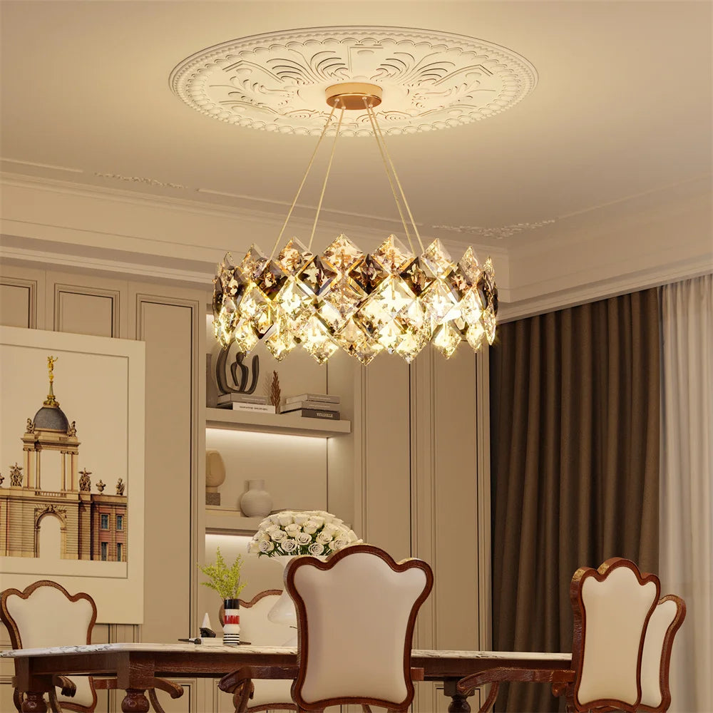 LUVODI Modern Crystal Chandelier Pendant Light Fixture - Hanging Ceiling Lighting for Home Hotel - Gorgeous Decorative Illumination