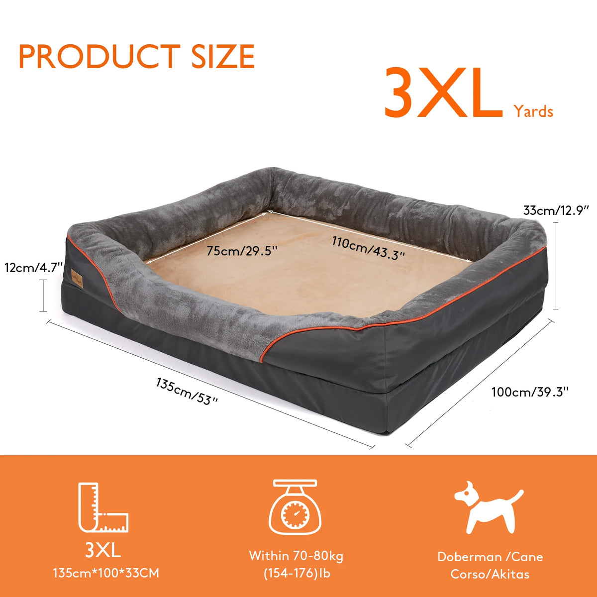 BINGOPAW Washable Waterproof Dog Bed With Removable Soft Fleece Cover