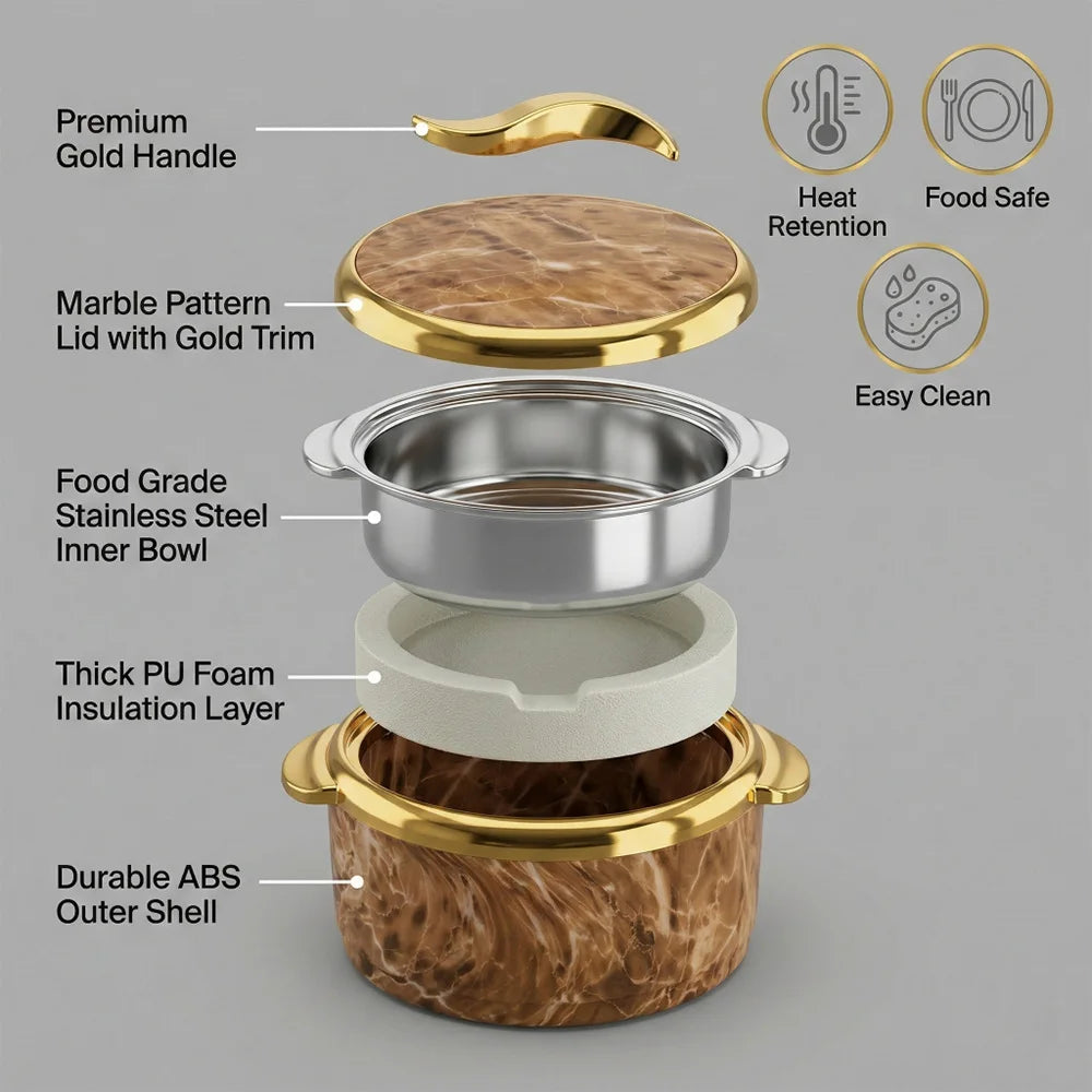 Insulated Stainless Steel Casserole Set With Double Wall Thermal Design