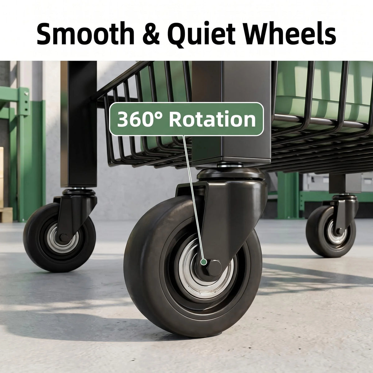 Three Tier Rolling Storage Cart With Pull Out Mesh Baskets