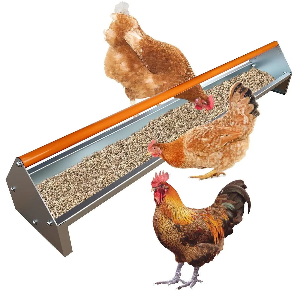 HiMISS Galvanized Steel Poultry Feeder Trough With Drainage Holes