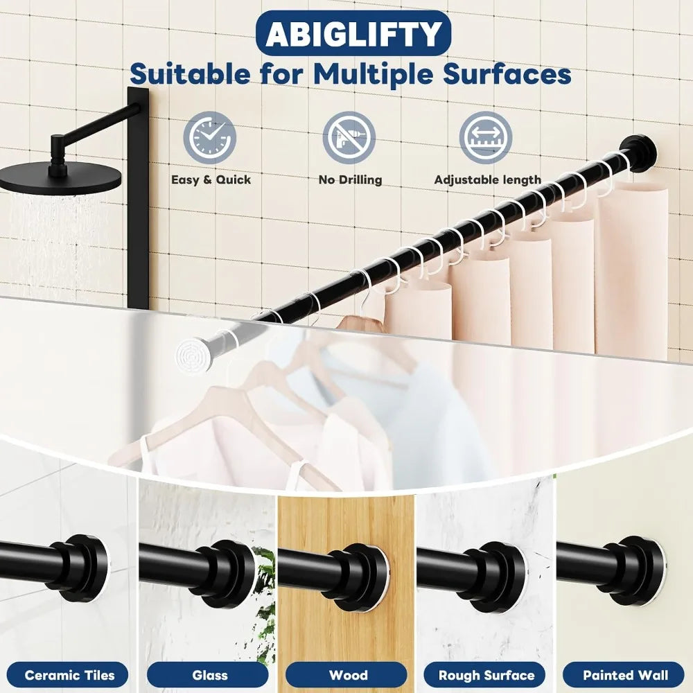 Adjustable Stainless Steel Tension Shower Curtain Rod For Bathrooms