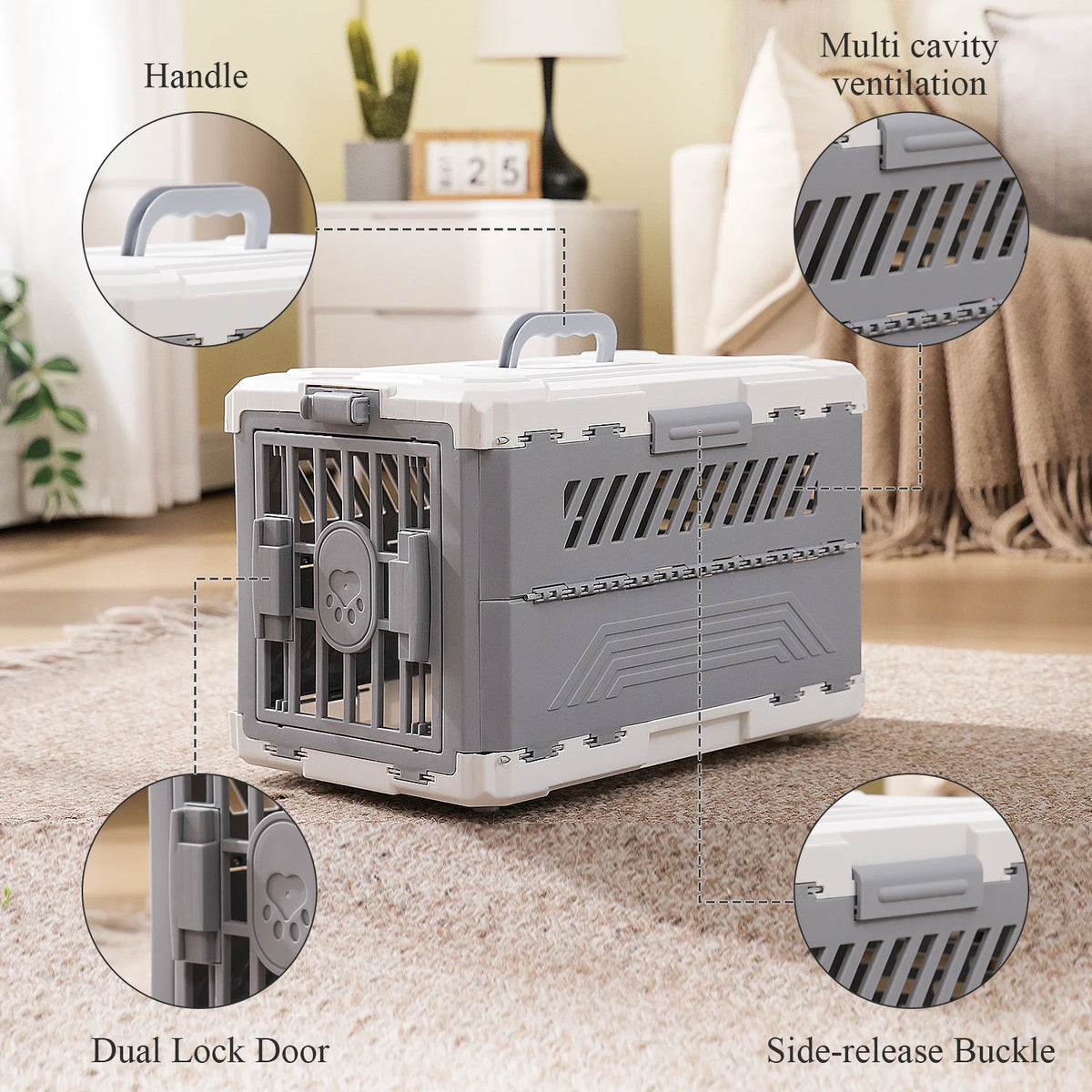 PAWZ Road Foldable Pet Carrier Secure Lock Door For Travel