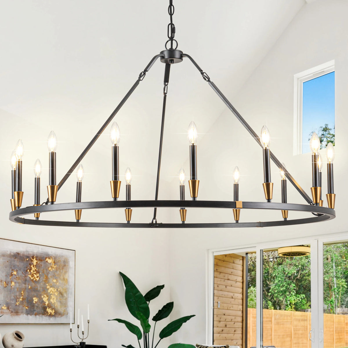 15 Light Wagon Wheel Chandeliers For Diningroom Livingroom Hall Entrance Foyer Traditional Farmhouse Lights Fixture