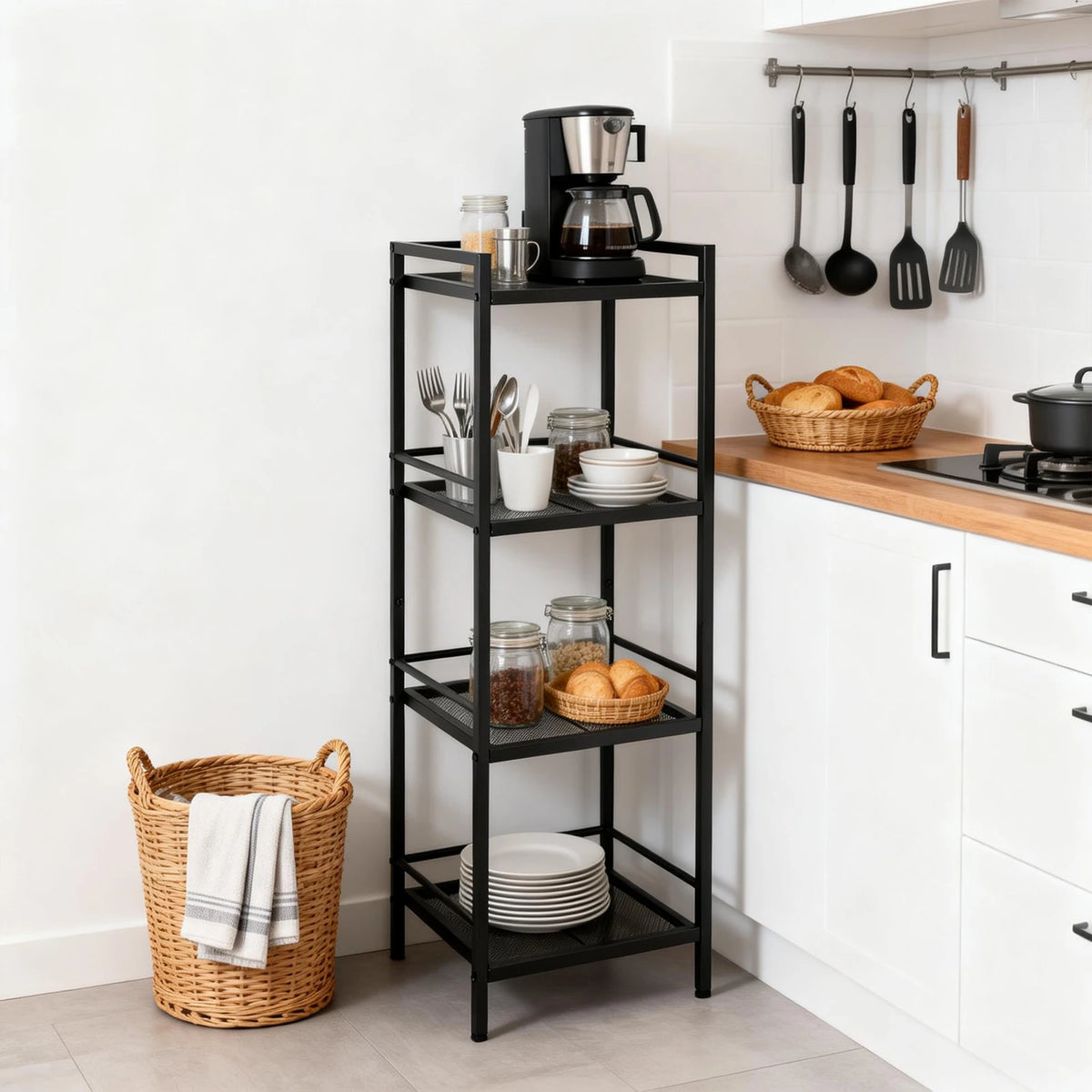 Twister.CK Four Tier Carbon Steel Corner Storage Shelving Unit