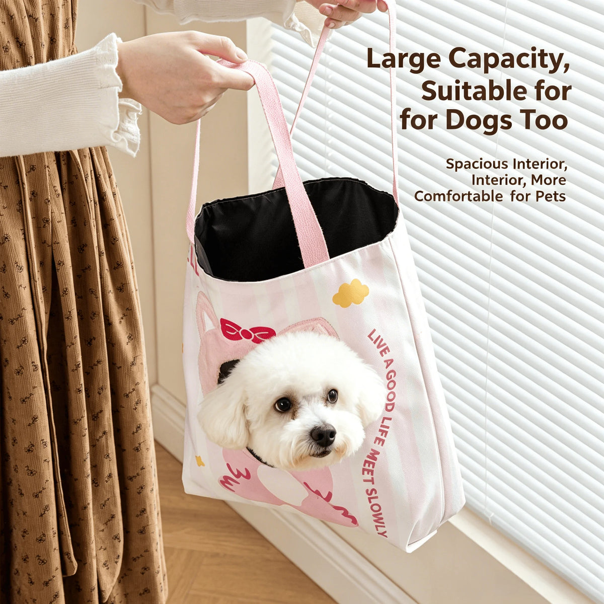 【IN Stock】Cartoon Head Out Cat Tote Bag Breathable Canvas Portable Shoulder Carrier Large Capacity Travel Bag for Small Pets