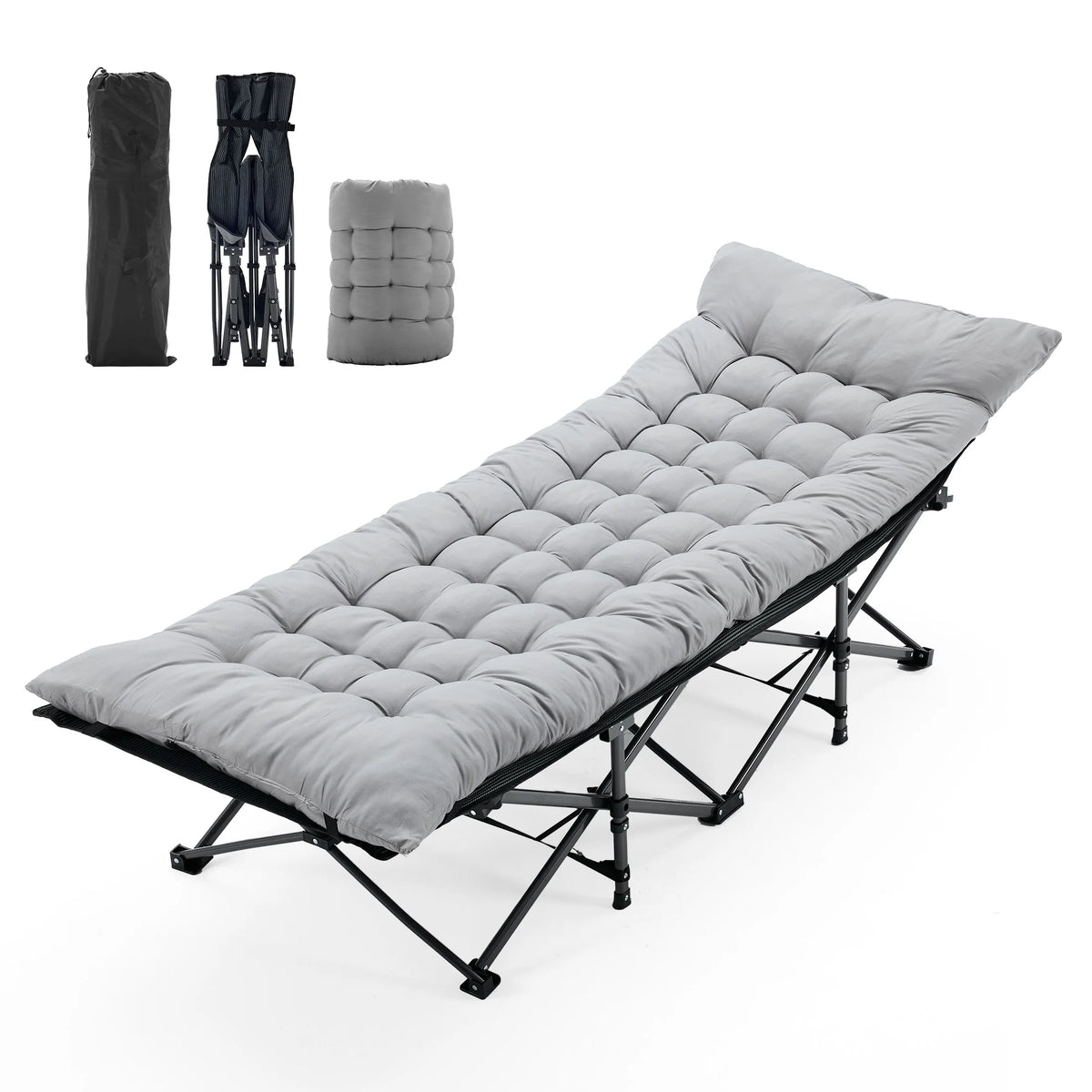 JHK Folding Camping Lounge Chair With Cushioned Portable Outdoor Comfort