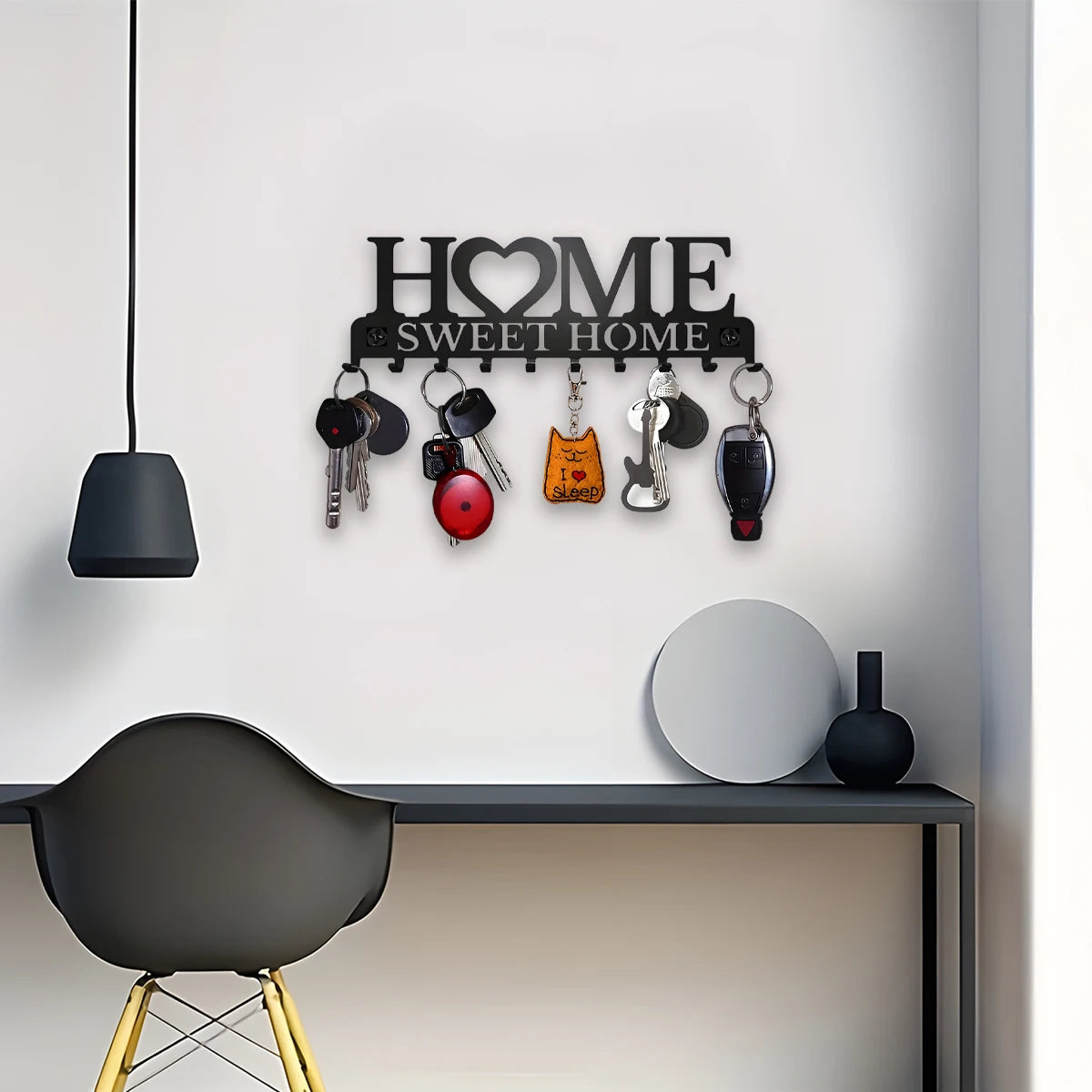 Sweet Home Wall Mounted Key Holder Rack With Multiple Hooks