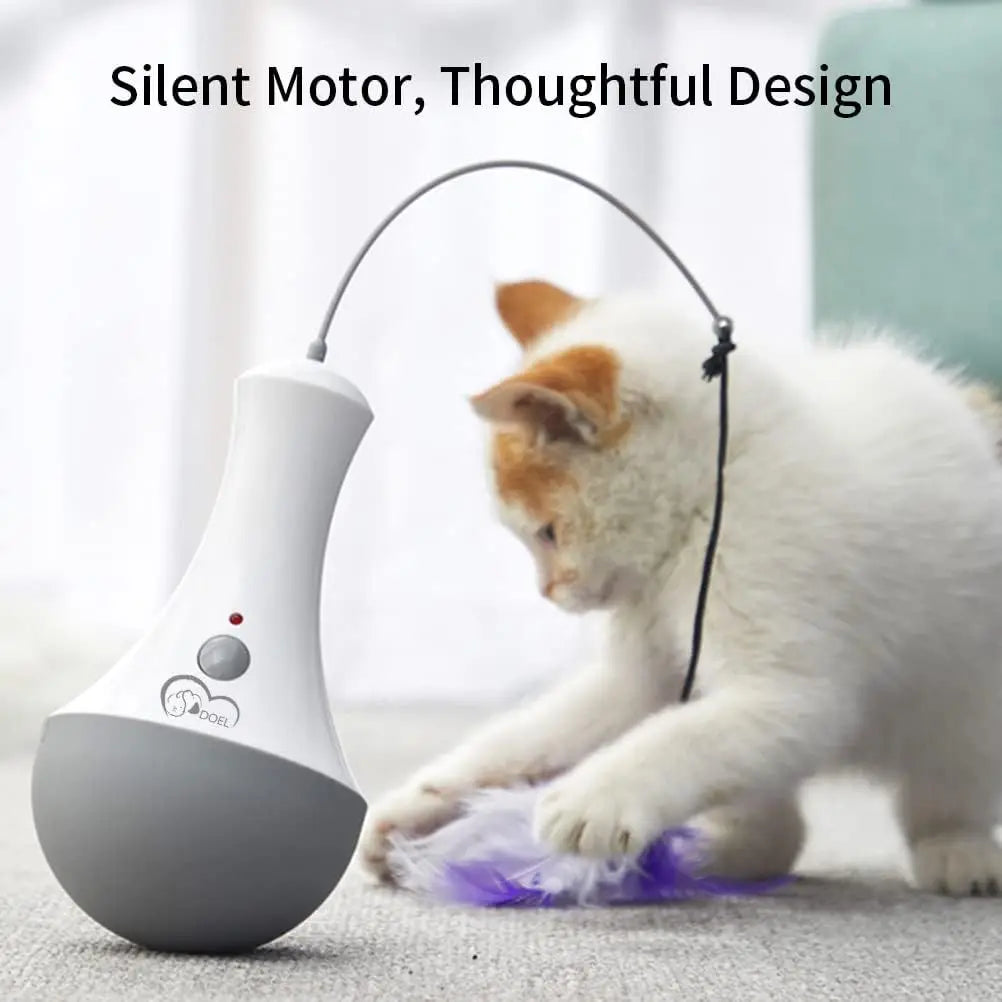 Interactive Feather Teaser Toy for Cats with Random Rotation