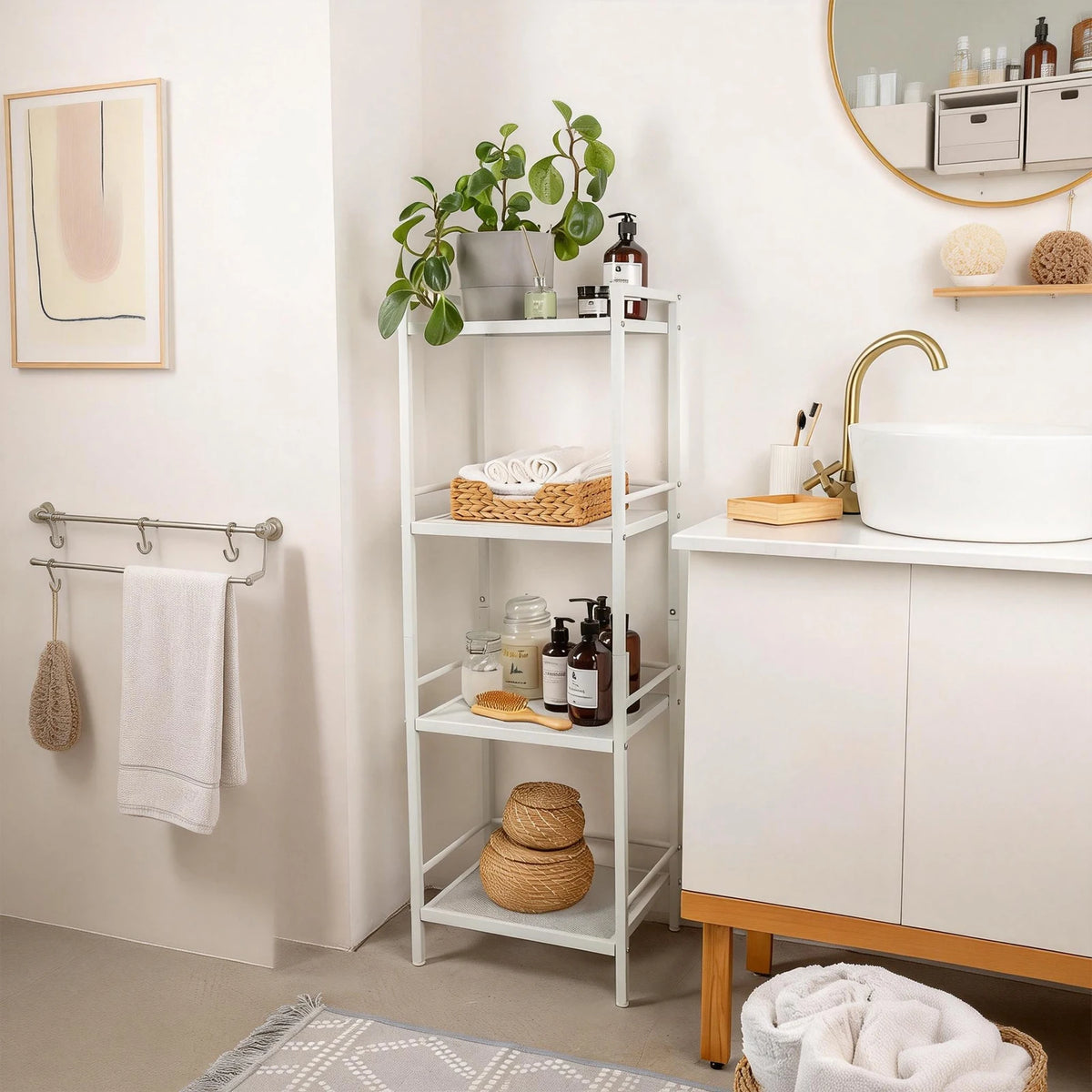 Twister.CK Four Tier Carbon Steel Corner Storage Shelving Unit