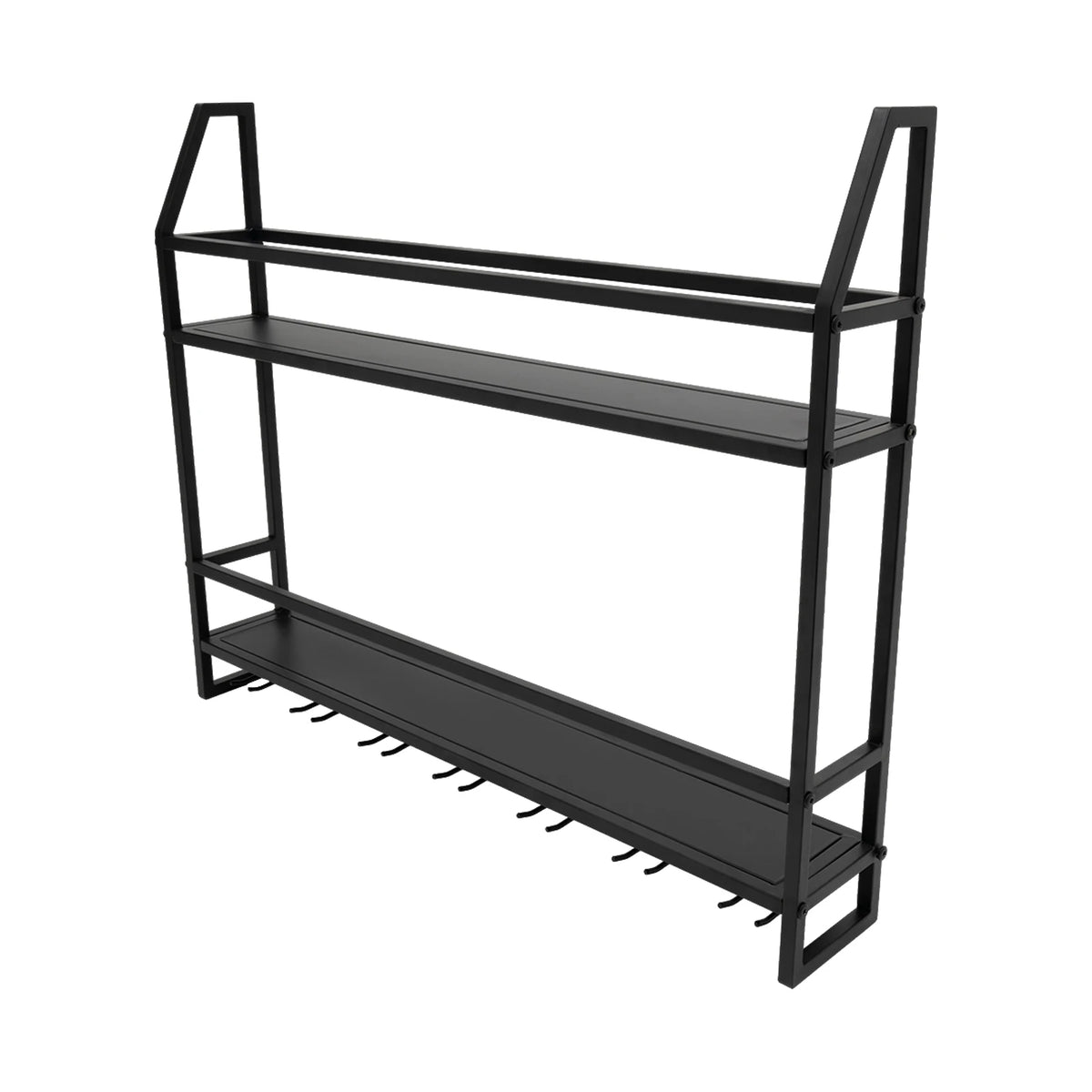 Wall Mounted Metal Wine Rack With Glass Holder Shelf