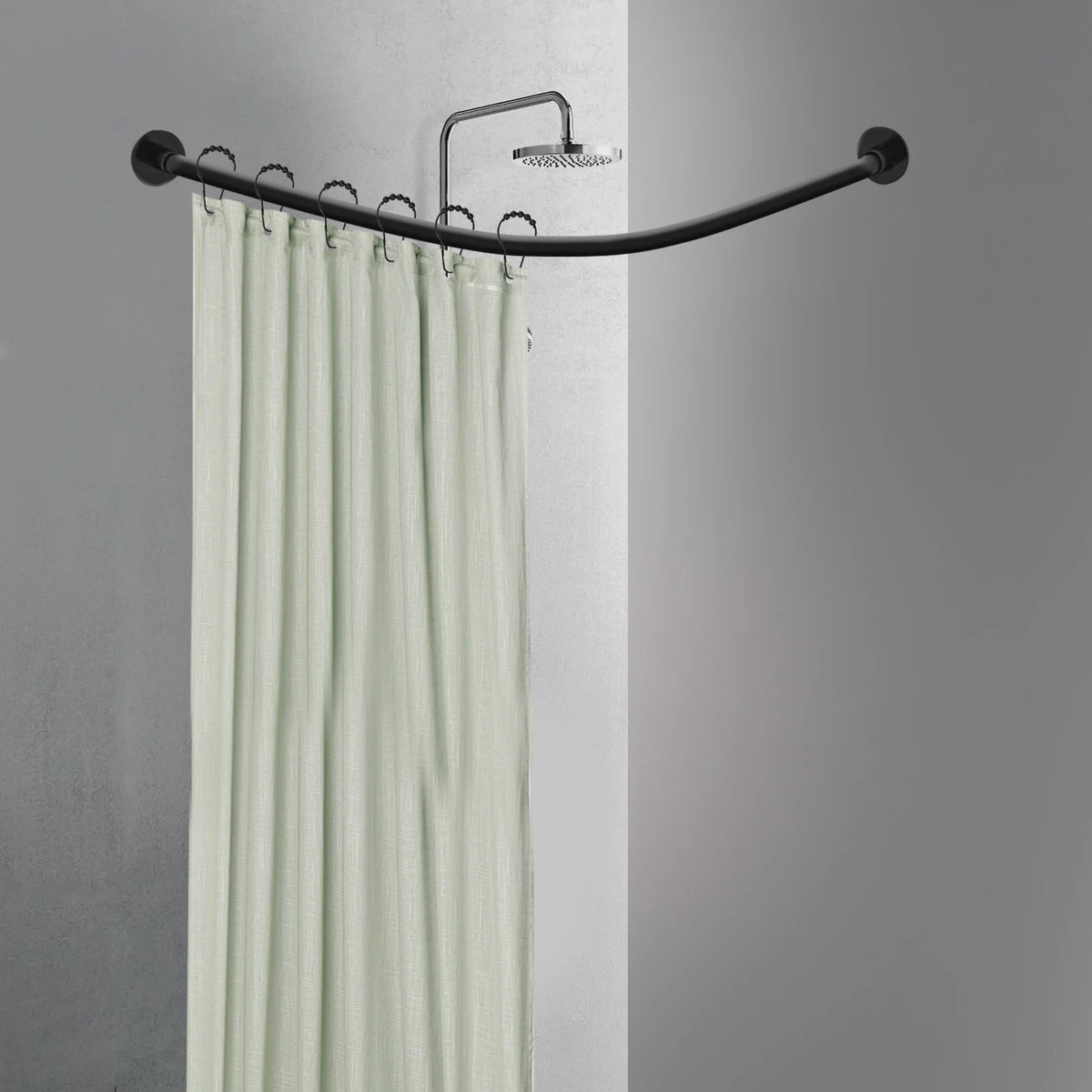 No Drill L Shape Corner Shower Rod Stainless Steel Hooks