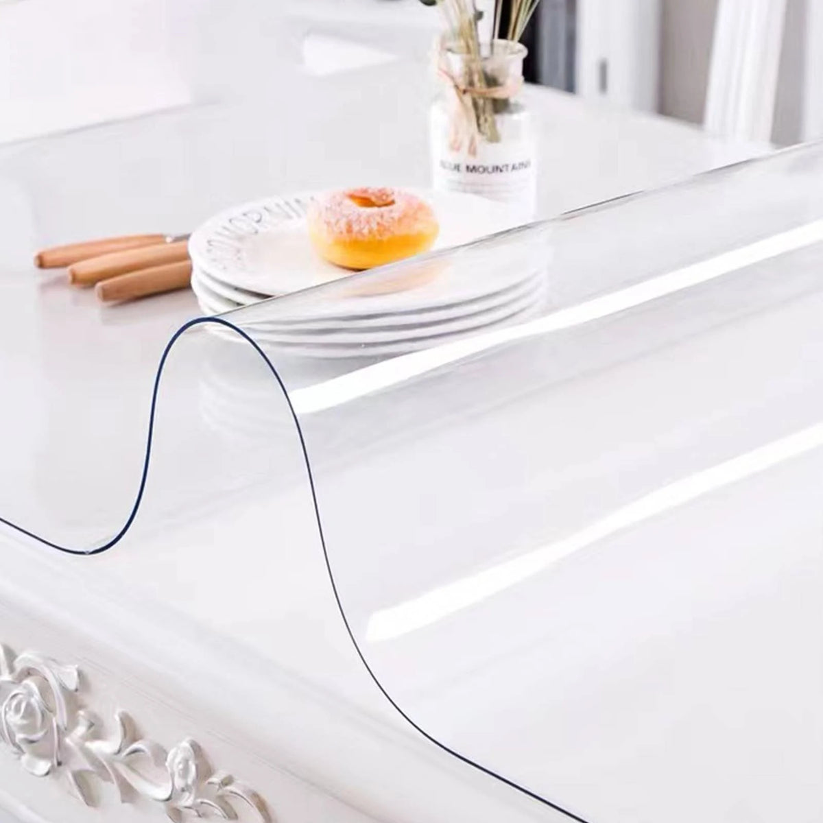Transparent PVC Tablecloth Waterproof Dining Table Desk Protector