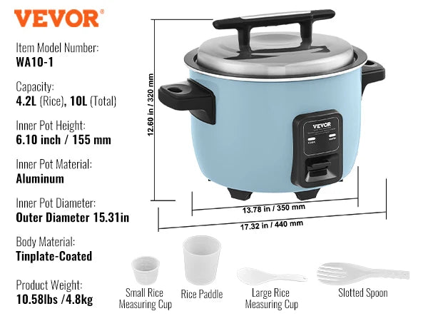 SucceBuy Commercial Rice Cooker With Nonstick Aluminum Inner Pot
