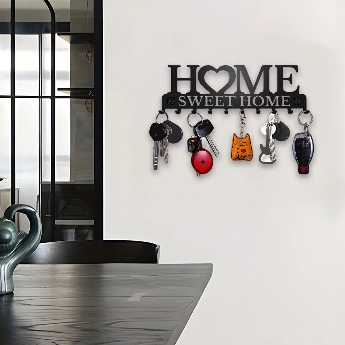 Sweet Home Wall Mounted Key Holder Rack With Multiple Hooks