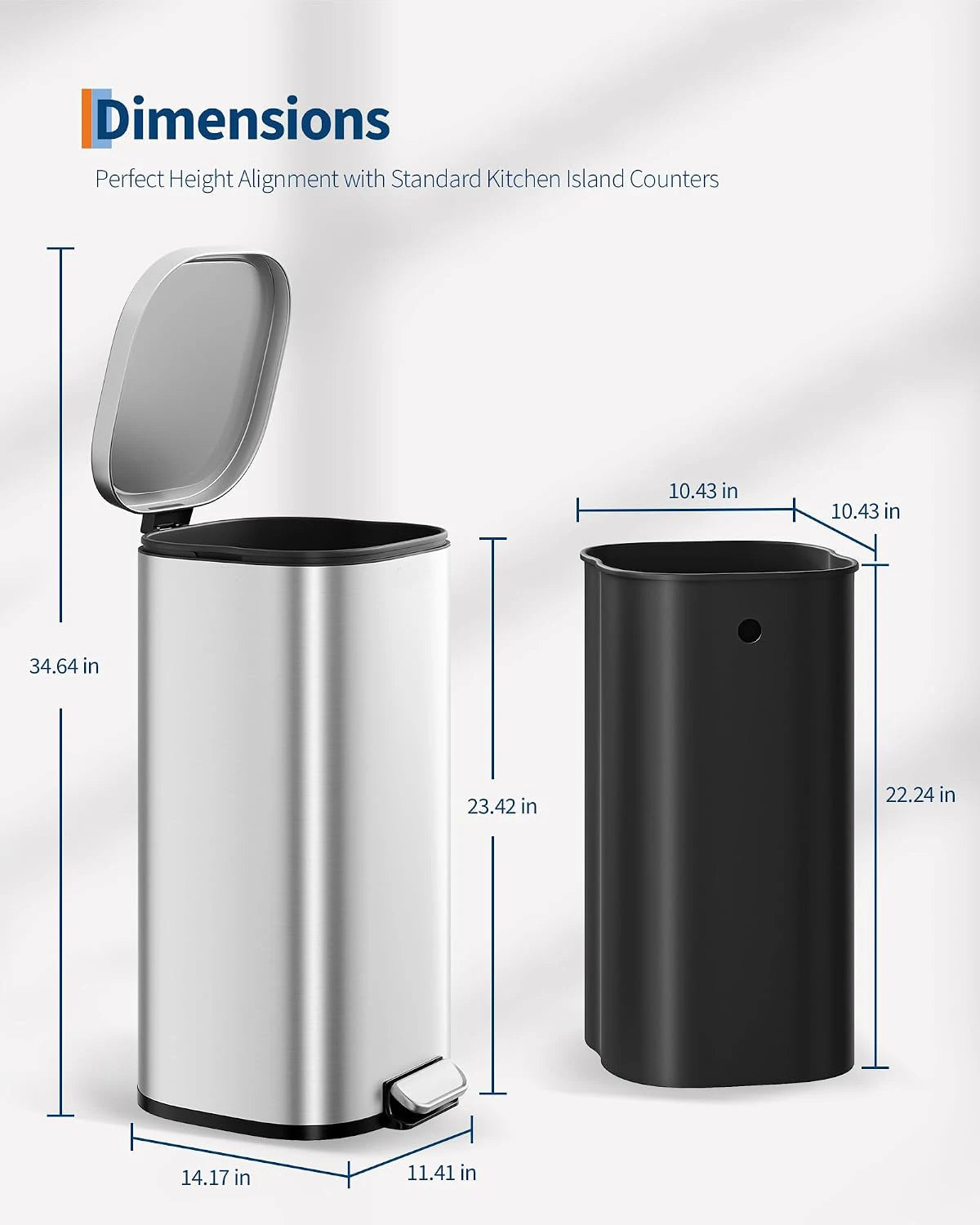 HobbyLane Stainless Steel Step-On Trash Can With Soft-Close Lid