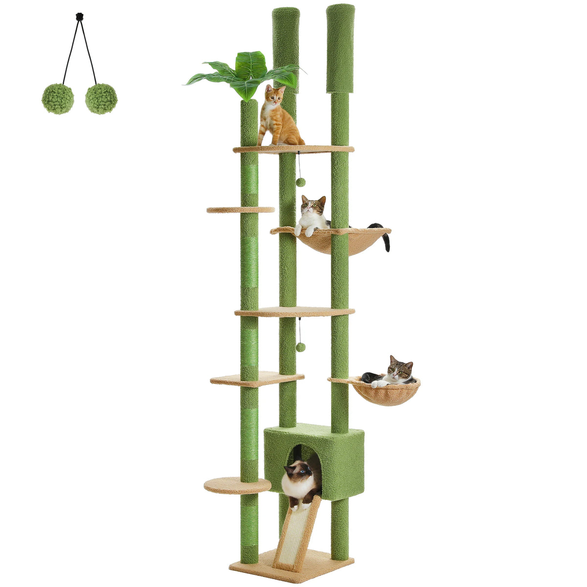 PAWZ Road Height Adjustable Wooden Cat Tower With Sisal Post