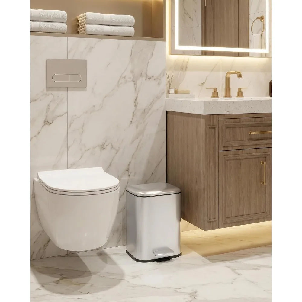 Stainless Steel Step Trash Can With Lid And Silent Close
