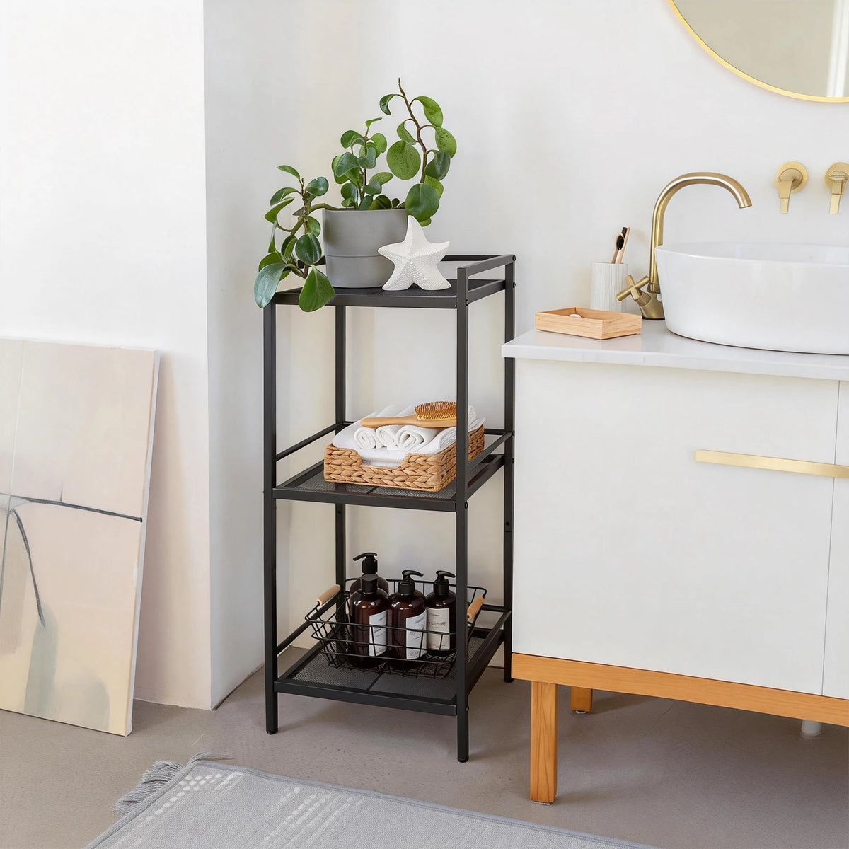 Twister.CK Four Tier Carbon Steel Corner Storage Shelving Unit