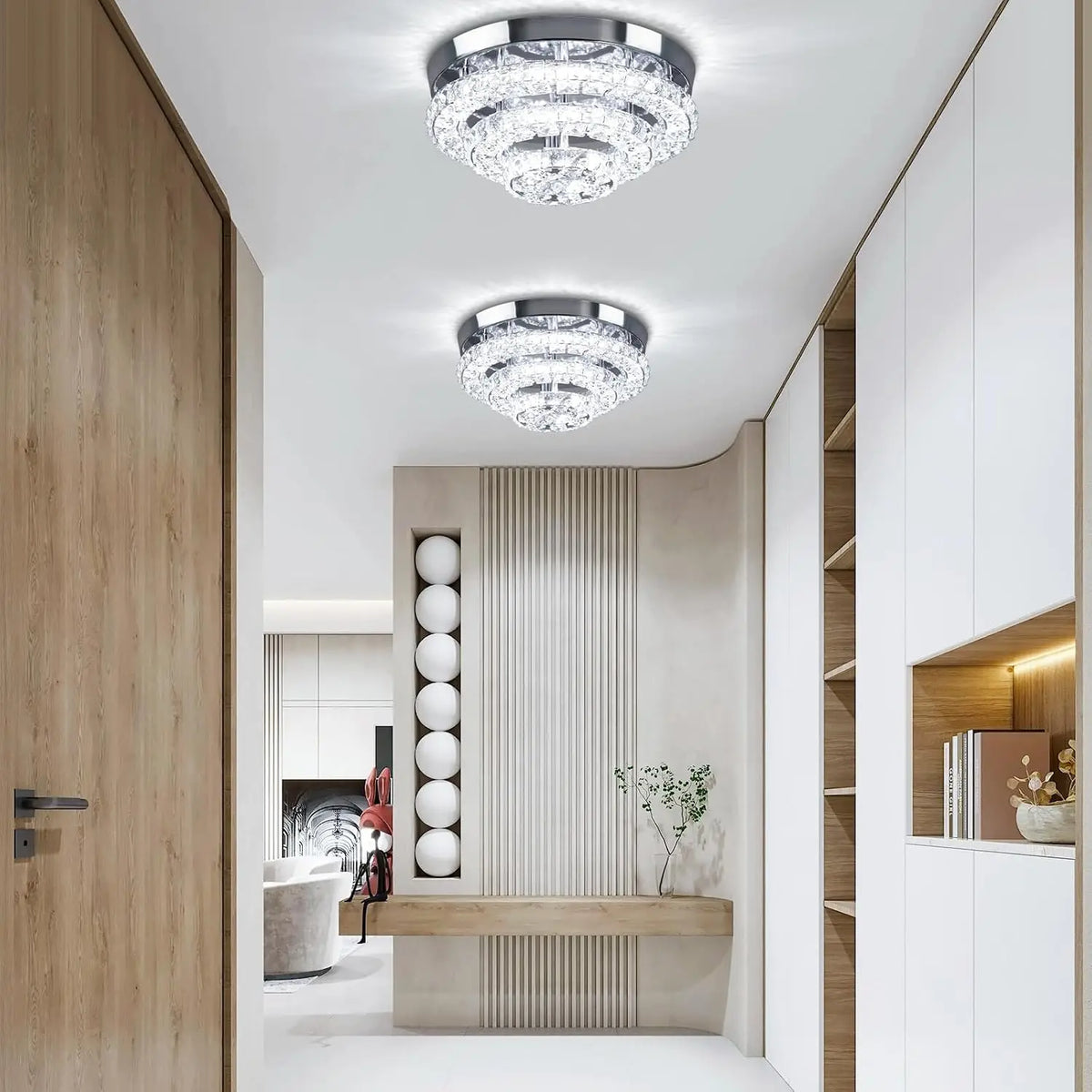 30-centimeter crystal ceiling lamp, 3-layer embedded LED, dimmable