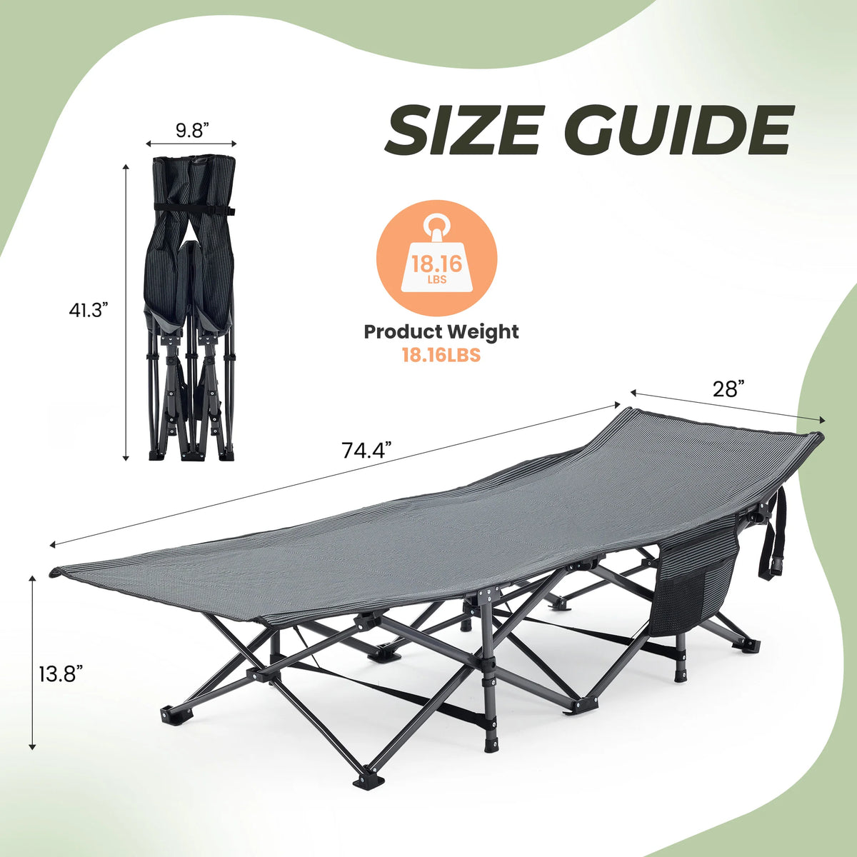 JHK Folding Camping Lounge Chair With Cushioned Portable Outdoor Comfort
