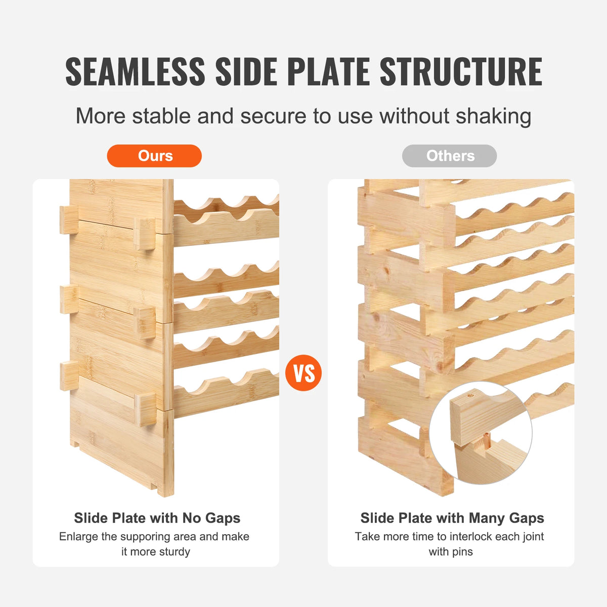 SucceBuy Bamboo Stackable Wine Rack Modular Free Standing Storage Holder