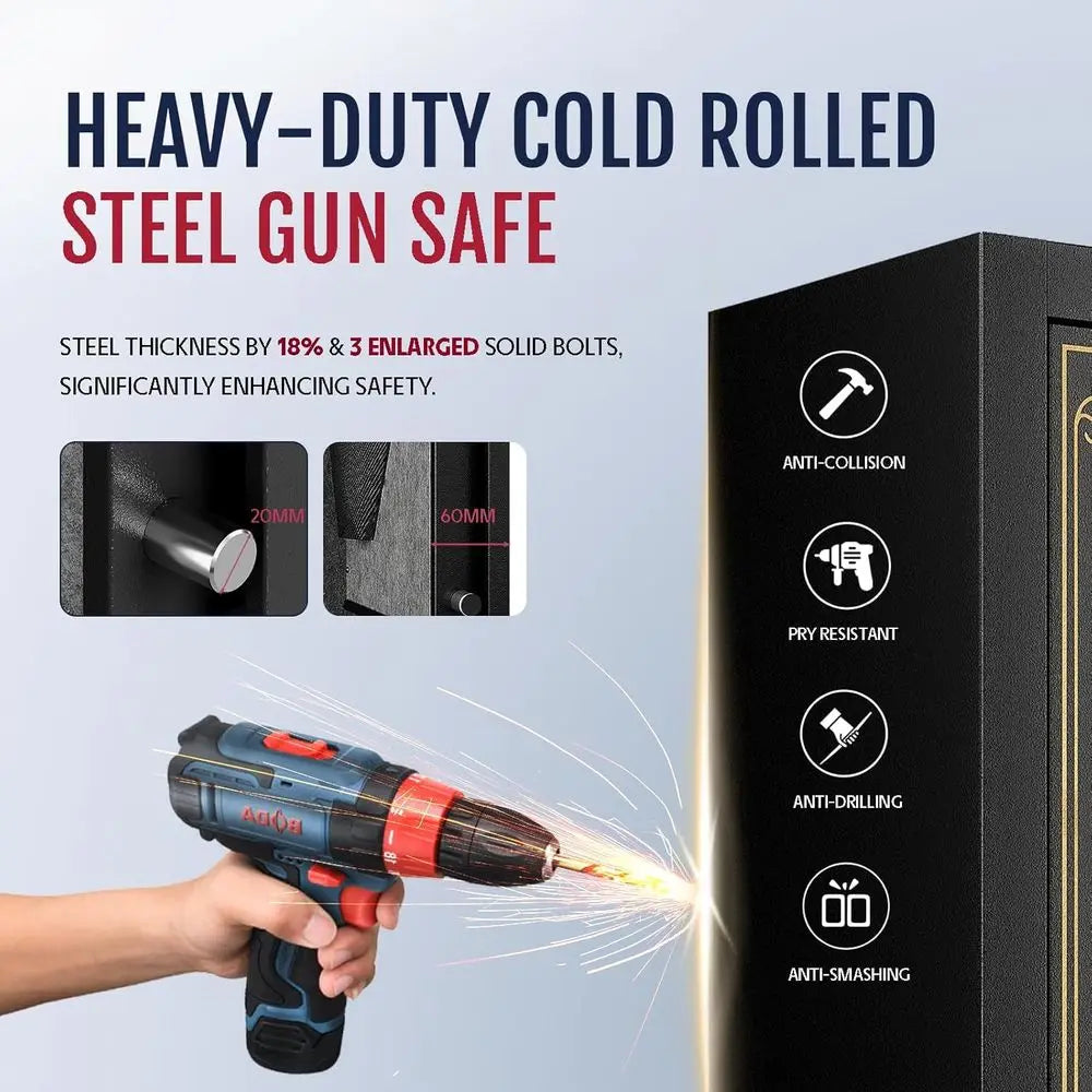 Premium Biometric 15 Gun Safe With Electronic Combination Lock