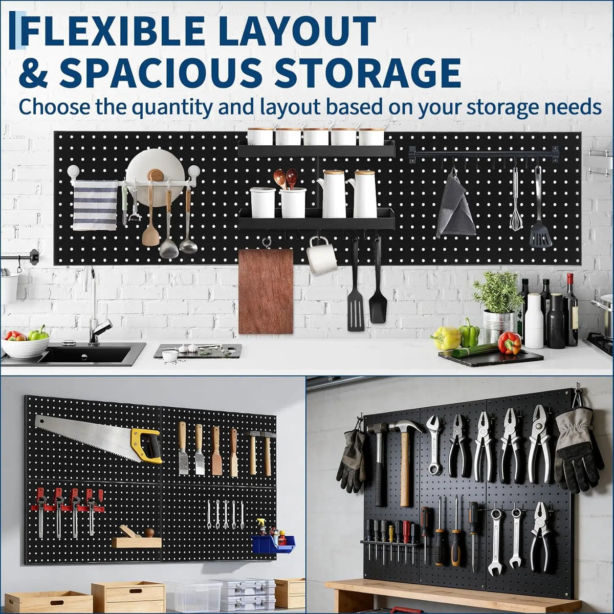 Heavy Duty Steel Pegboard Wall Organizer for Tools and Crafts
