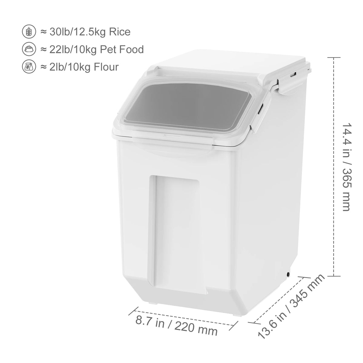 SucceBuy Airtight Ingredient Storage Bin With Dual Measuring Cups