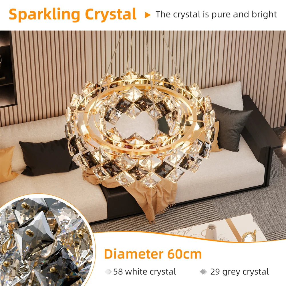 LUVODI Modern Crystal Chandelier Pendant Light Fixture - Hanging Ceiling Lighting for Home Hotel - Gorgeous Decorative Illumination