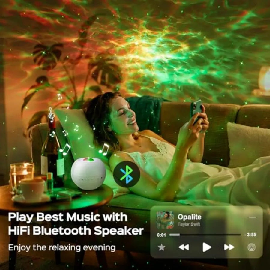 Solar Powered Galaxy Star Projector With 360 Rotating Lights