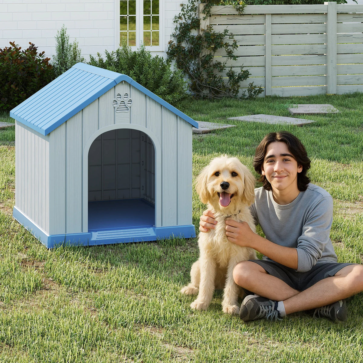 Weatherproof Plastic Dog House For Small Dogs Indoor Outdoor Shelter