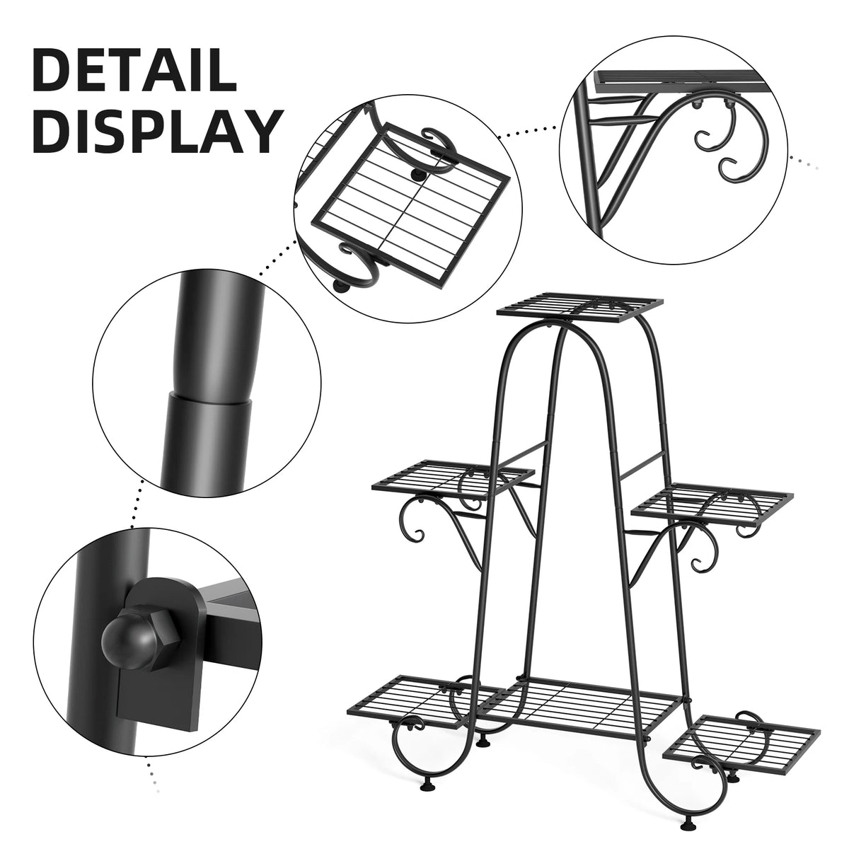 Metal Plant Stand With Step Design For Indoor Outdoor Use