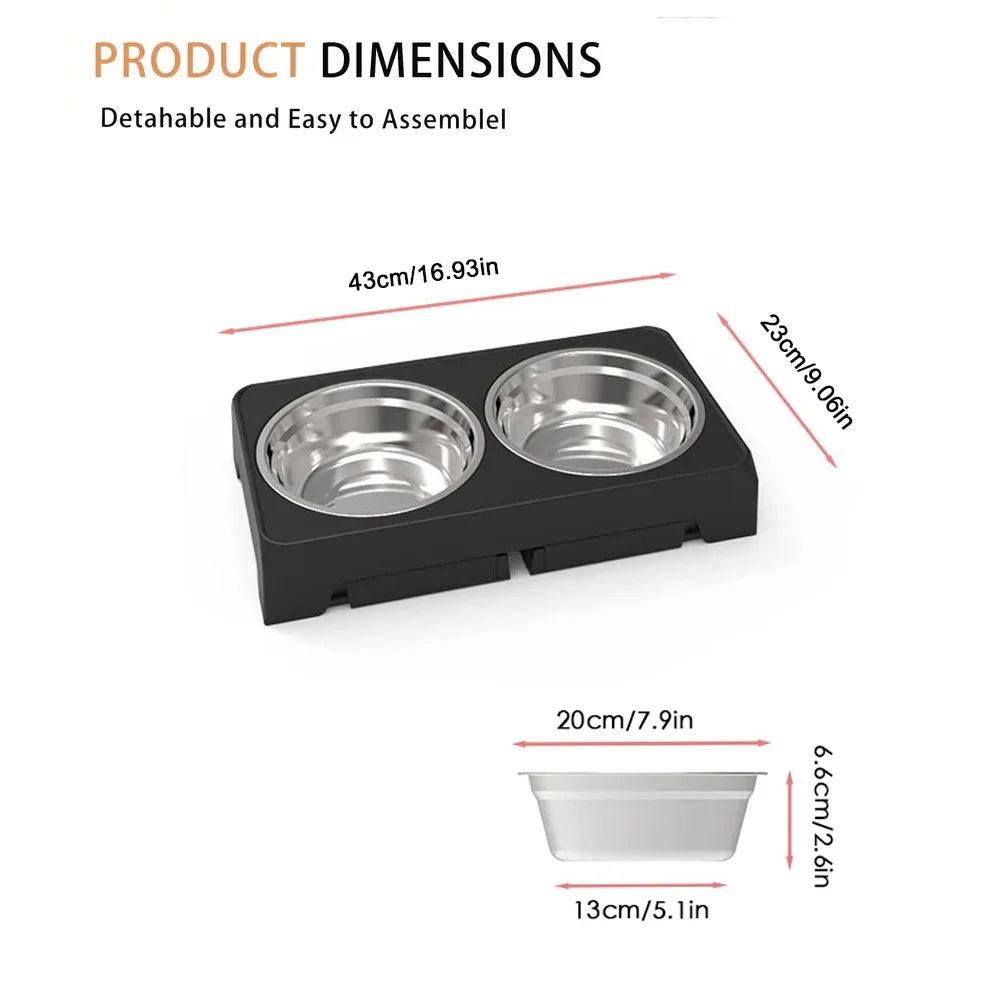 Adjustable Elevated Dog Feeder With Double Stainless Steel Bowls