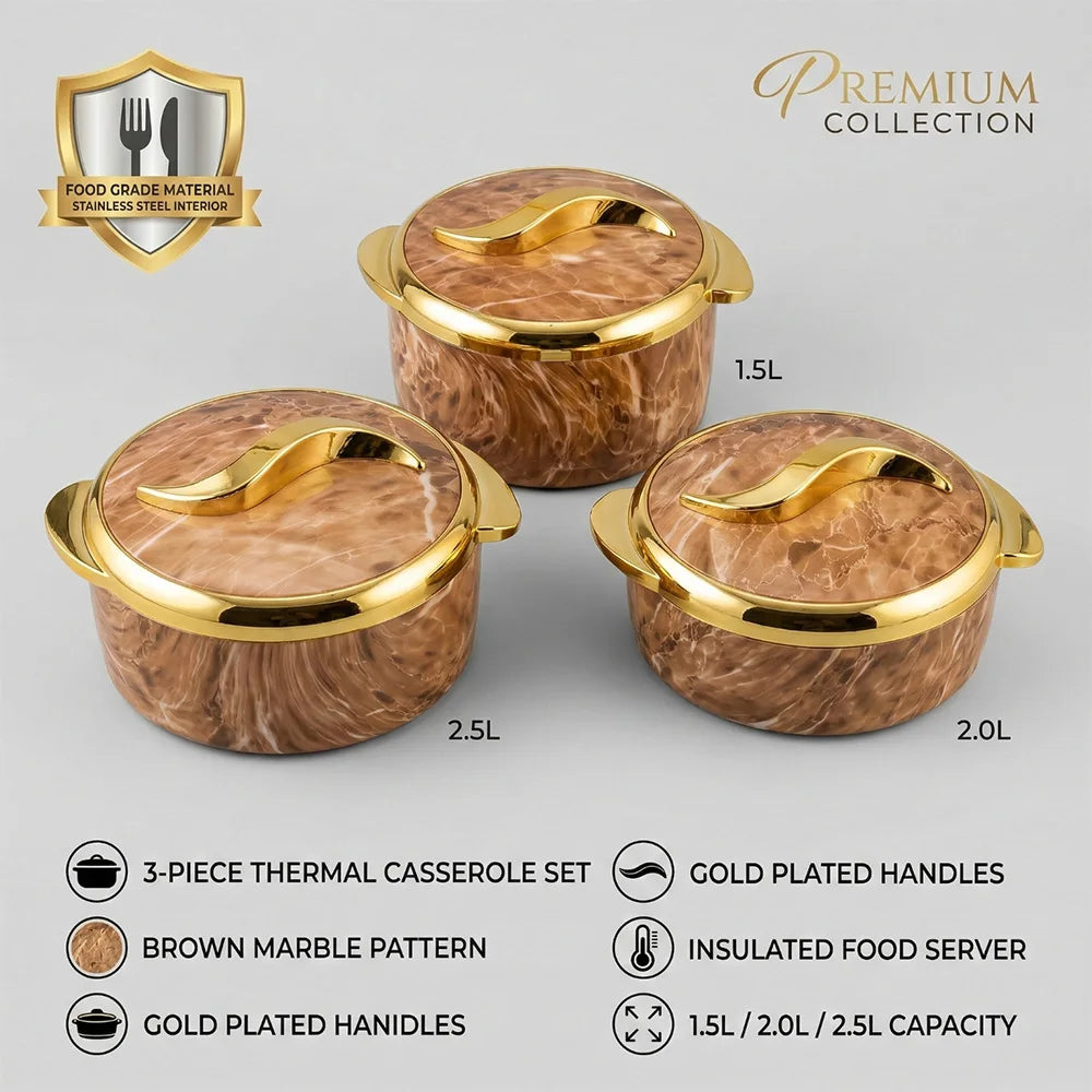 Insulated Stainless Steel Casserole Set With Double Wall Thermal Design