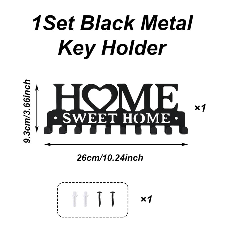 Sweet Home Wall Mounted Key Holder Rack With Multiple Hooks