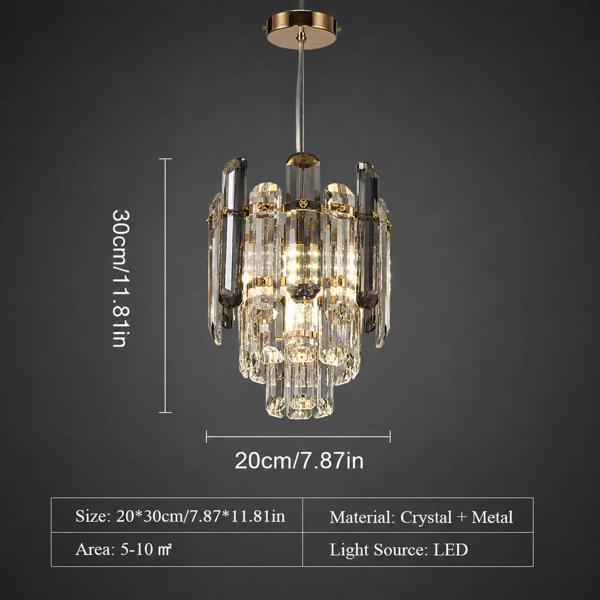 Gold Crystal Chandelier – Adjustable Round K9 Crystal Chandelier – Modern Crystal Chandelier Suitable for Dining Room, Living Room, Kitchen Island, Bedroom, Foyer, and Entryway (Bulbs Not Included)