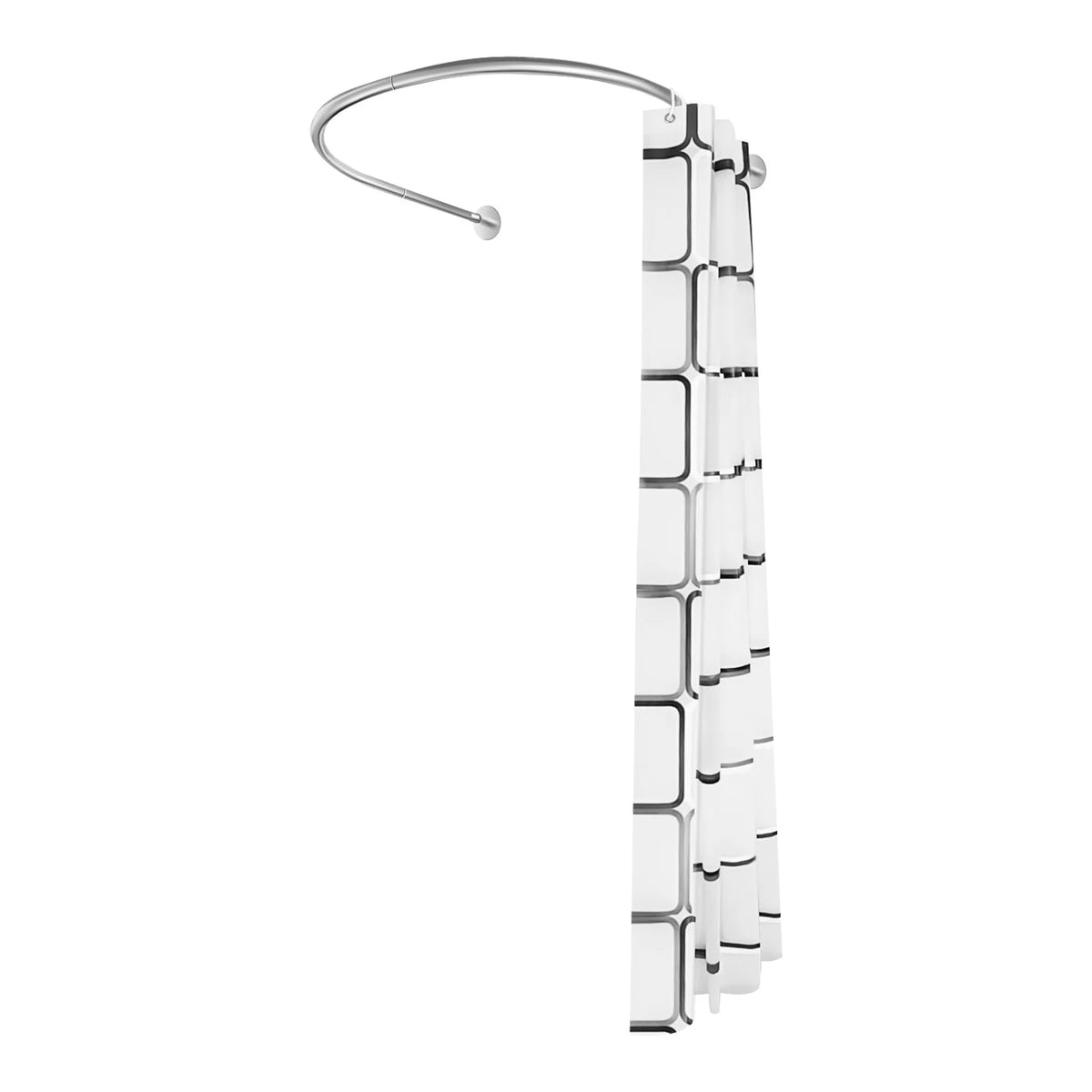 U Shaped Shower Curtain Rod Set Curved Stainless Steel