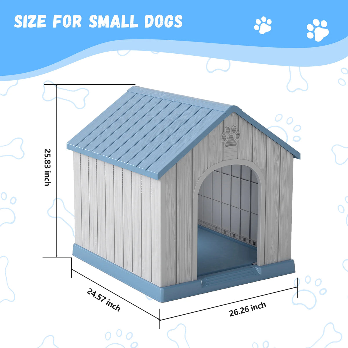 Weatherproof Plastic Dog House For Small Dogs Indoor Outdoor Shelter
