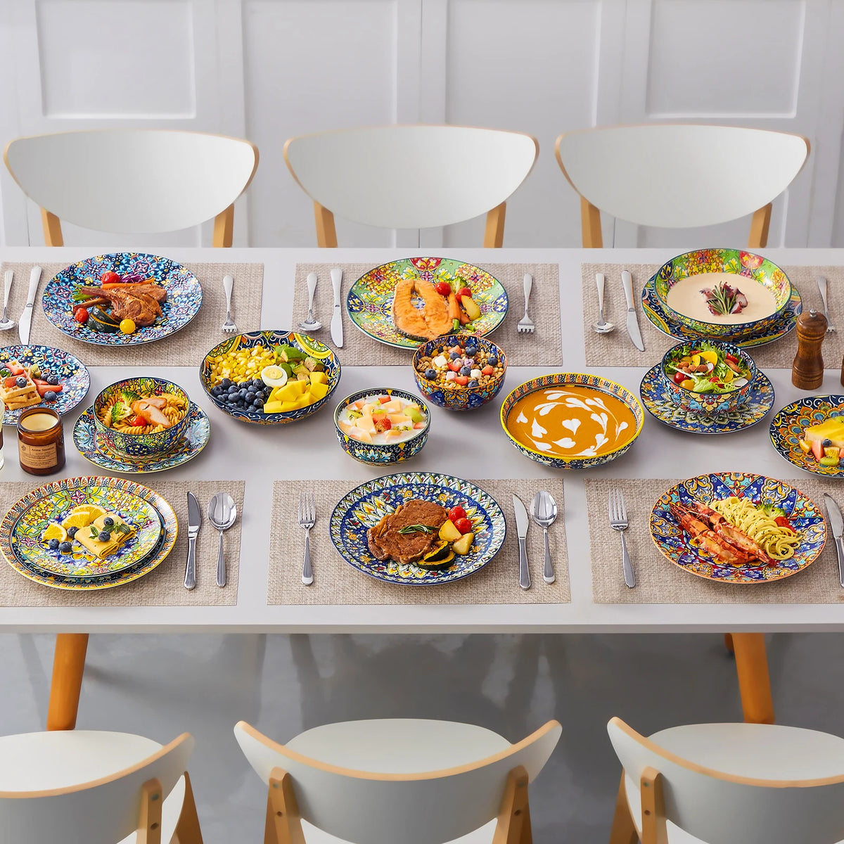 Vancasso Bohemian Porcelain Dinnerware Set With Plates And Bowls