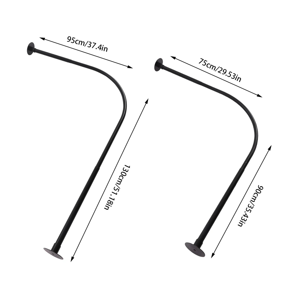 No Drill L Shape Corner Shower Rod Stainless Steel Hooks