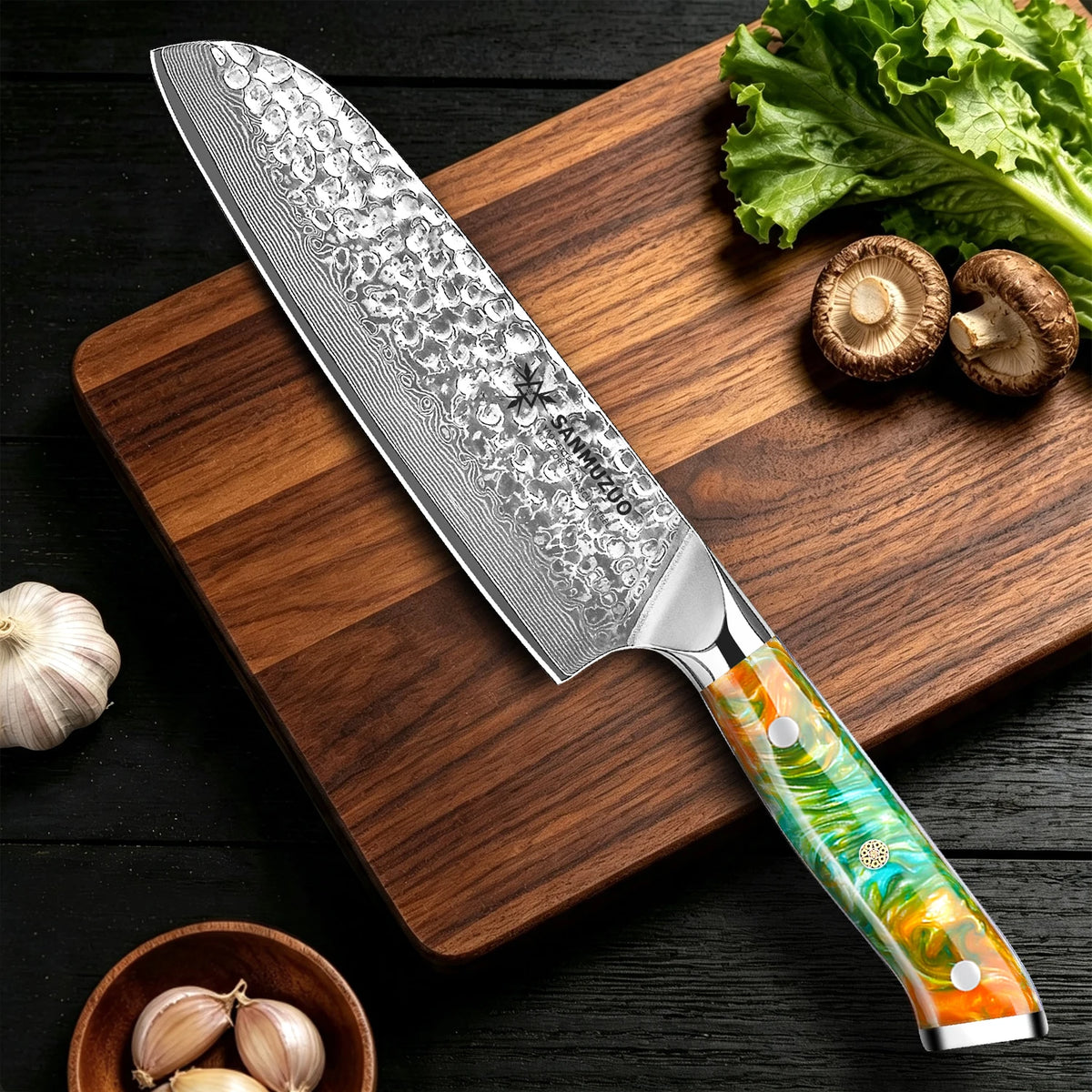 SANMUZUO YAO Series Damascus Steel Santoku Kitchen Knife