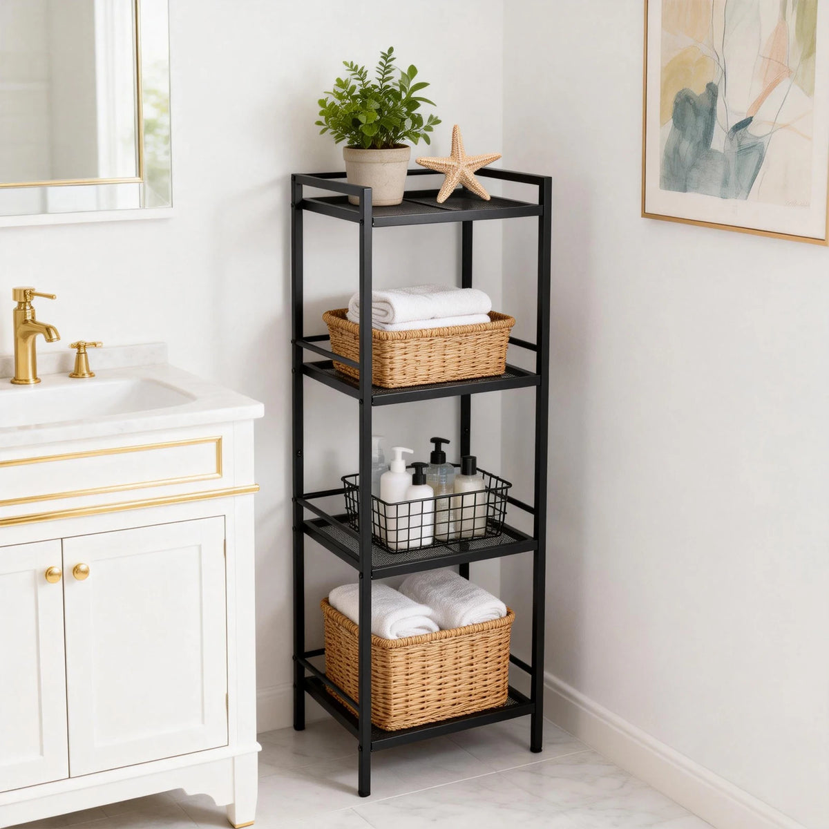 Twister.CK Four Tier Carbon Steel Corner Storage Shelving Unit
