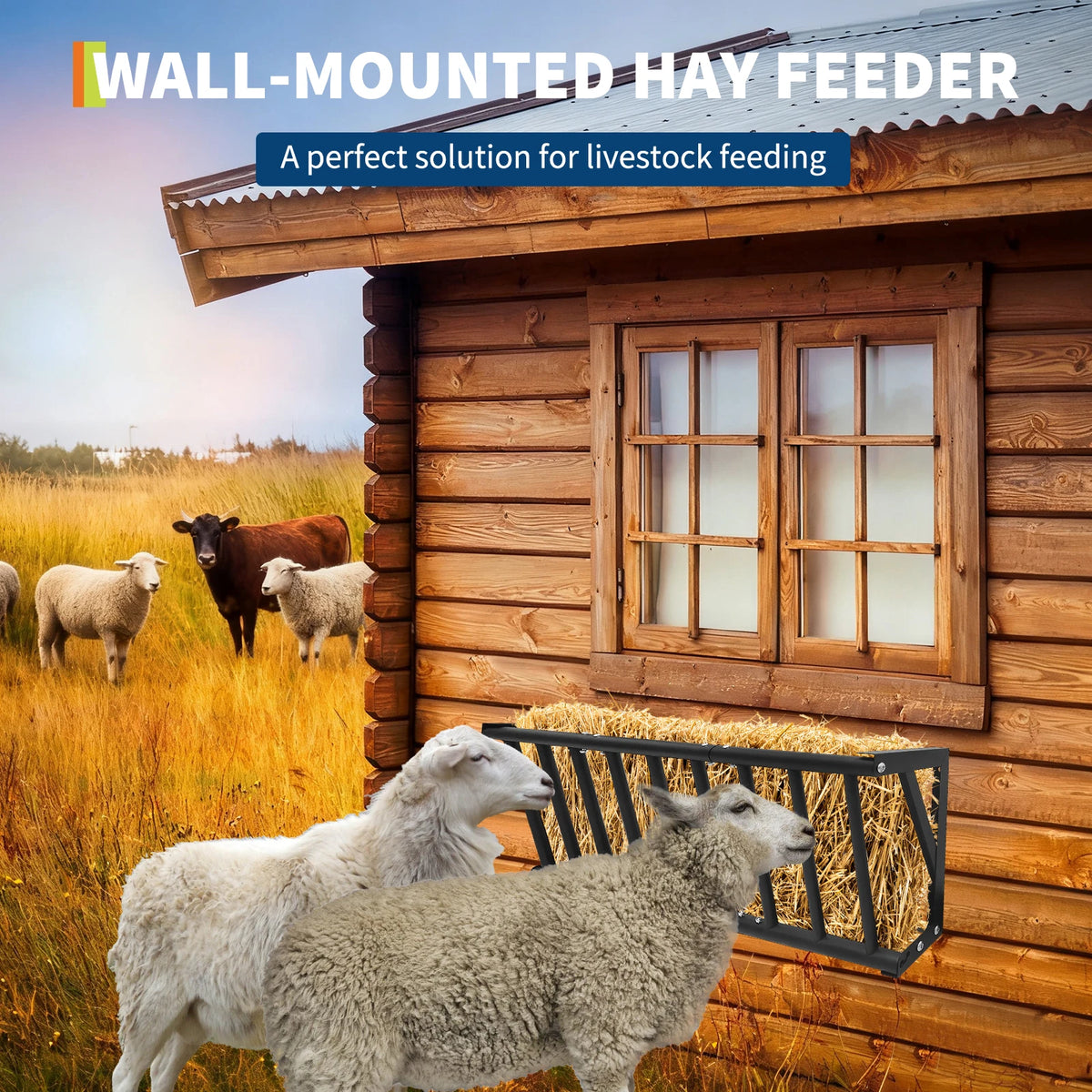 Heavy Duty Wall Mount Carbon Steel Hay Feeder for Livestock