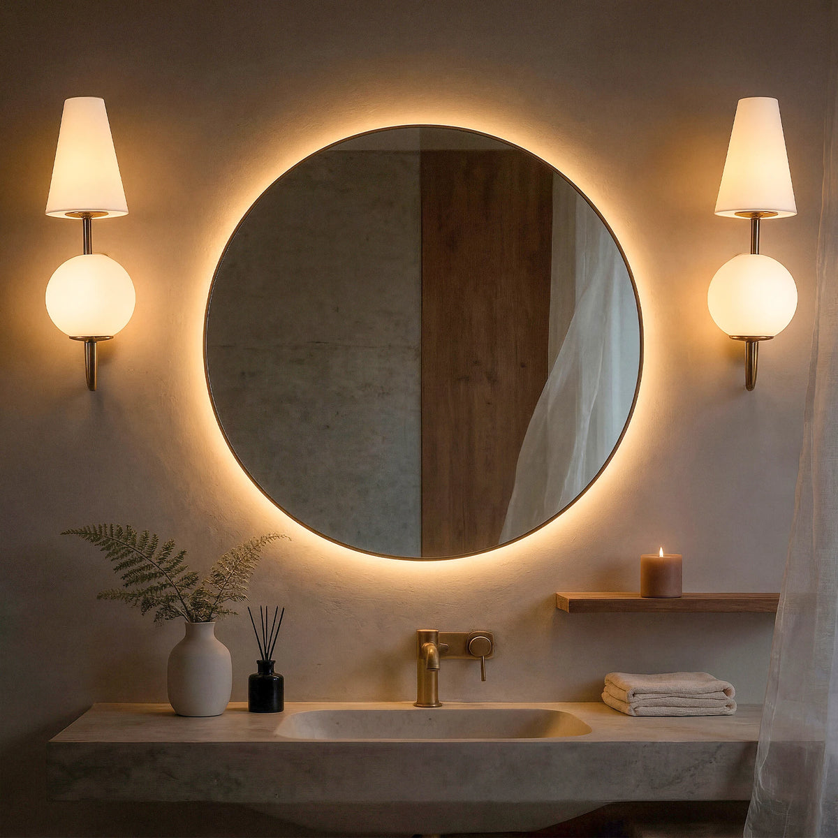 Tribesigns Gold Double-Headed Wall Sconce, Elegant Wall Lamp with Milky White Glass Shade, Metal Wall Light Fixtures for Bedroom