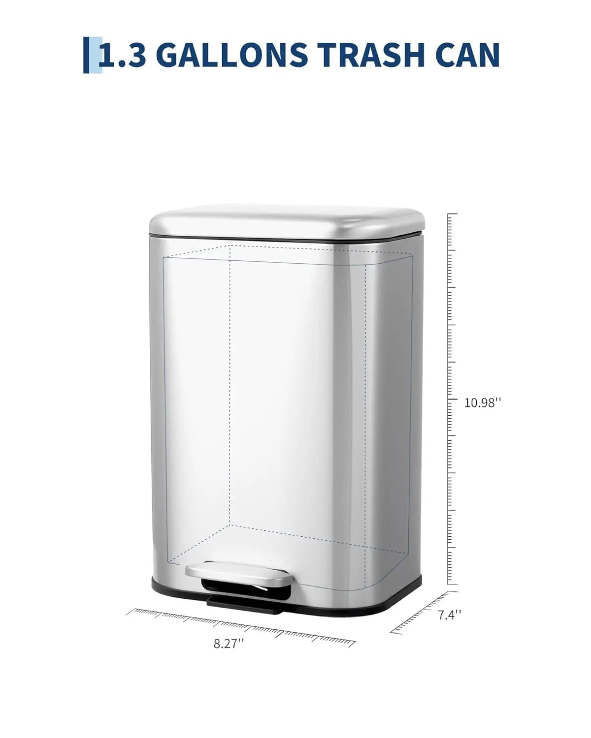 Stainless Steel Step Trash Can With Lid And Silent Close