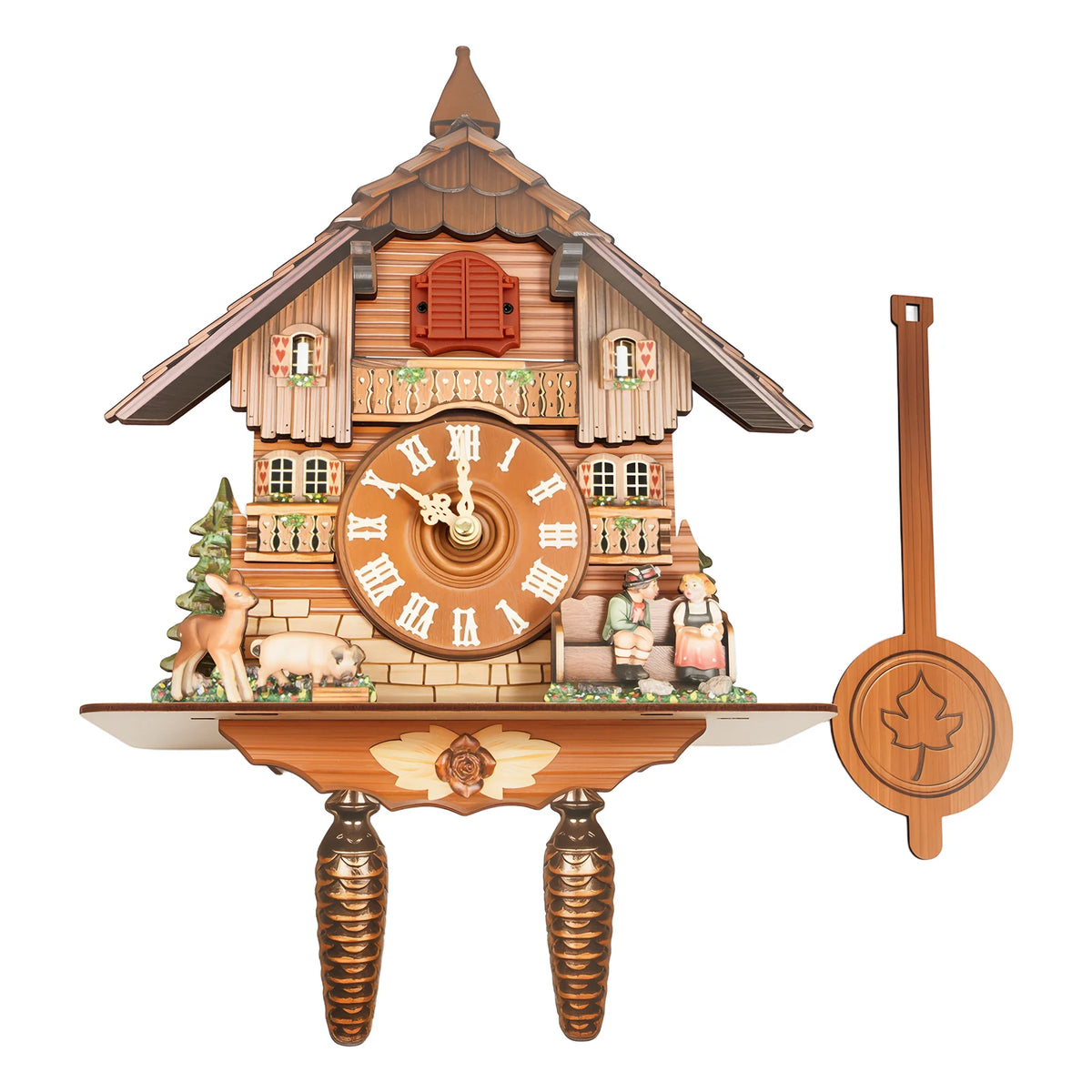 Modern House Shape Wall Mounted Cuckoo Clock With Pendulum Chime